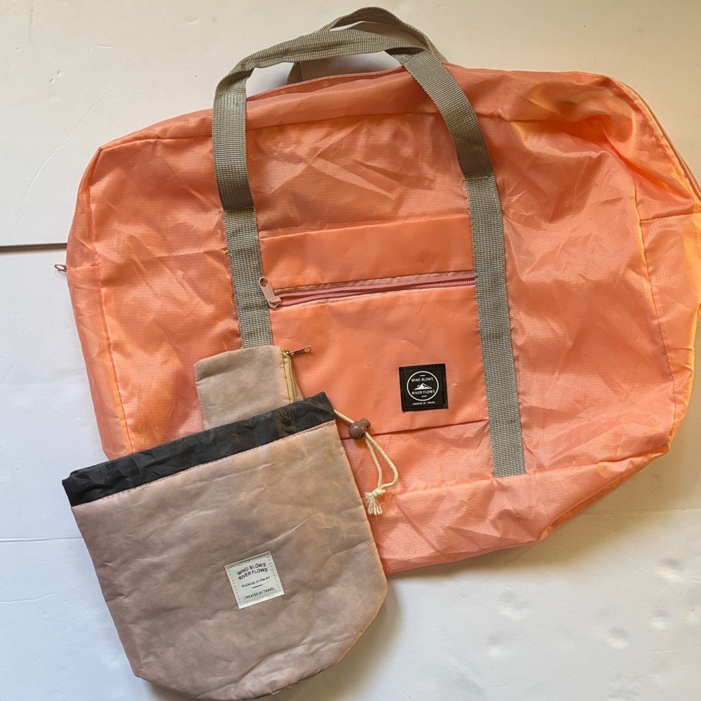Travel |Bundle Light Pink Large Weatherproof Luggage Bag Mini Bag W Compartments